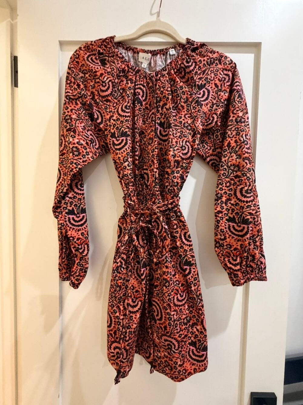 ALC Orange and Pink Long Sleeve Cotton Dress - Size 2 - BNWT